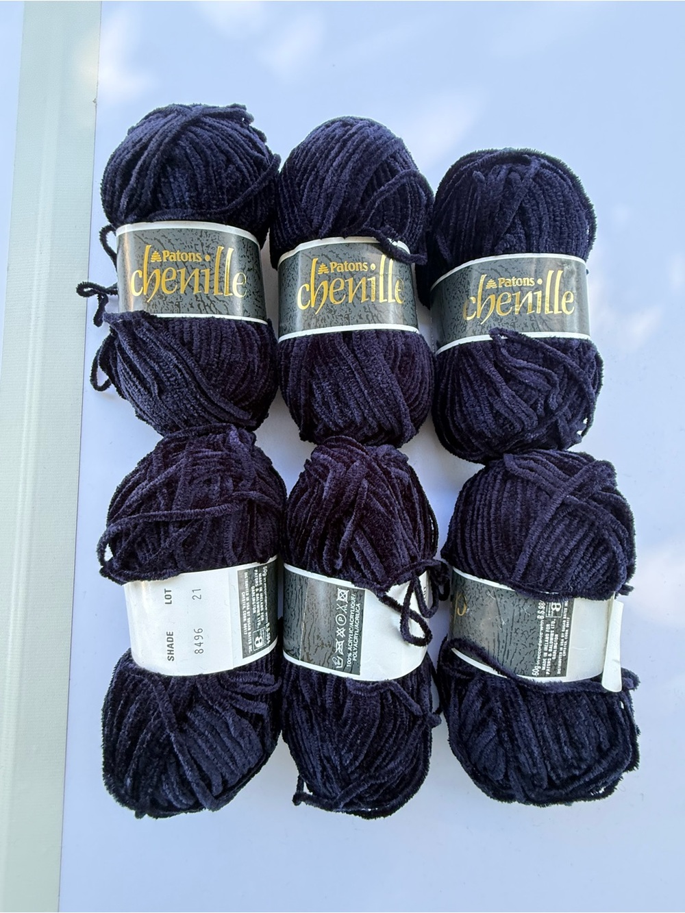 Patons Chenille Yarn - Deep Navy Blue Plush Skeins